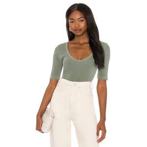 Tularosa Green The Zoe 3/4 sleeve Top in Lilypad XSmall Women's Ribbed T-shirt t